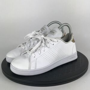 Adidas Advantage White/Leopard Print Athletic Shoes FY8875 Youth Size 2.5Y